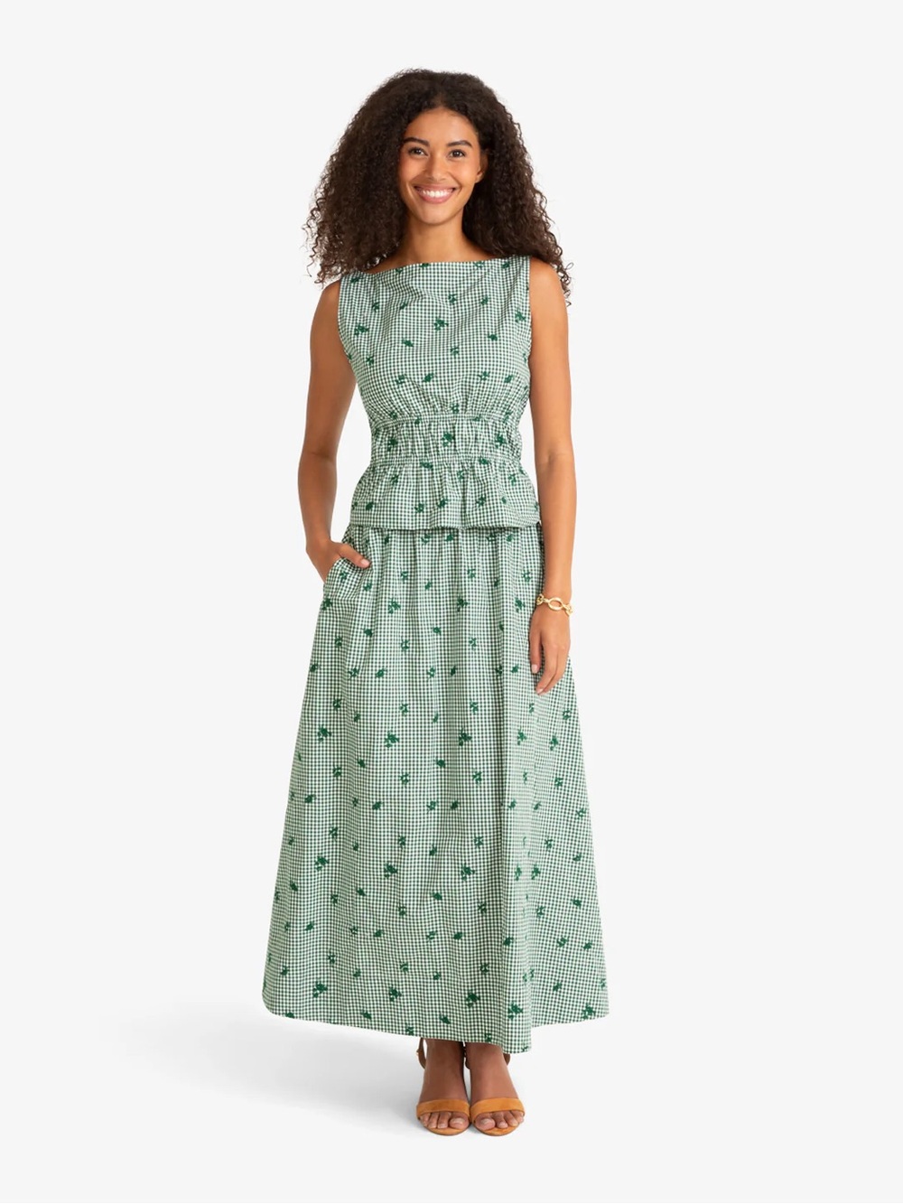 NWT Draper James Green Gingham Maxi Skirt and Top - Picture 6 of 10